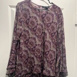 Ashley Stewart Purple Paisley Blouse